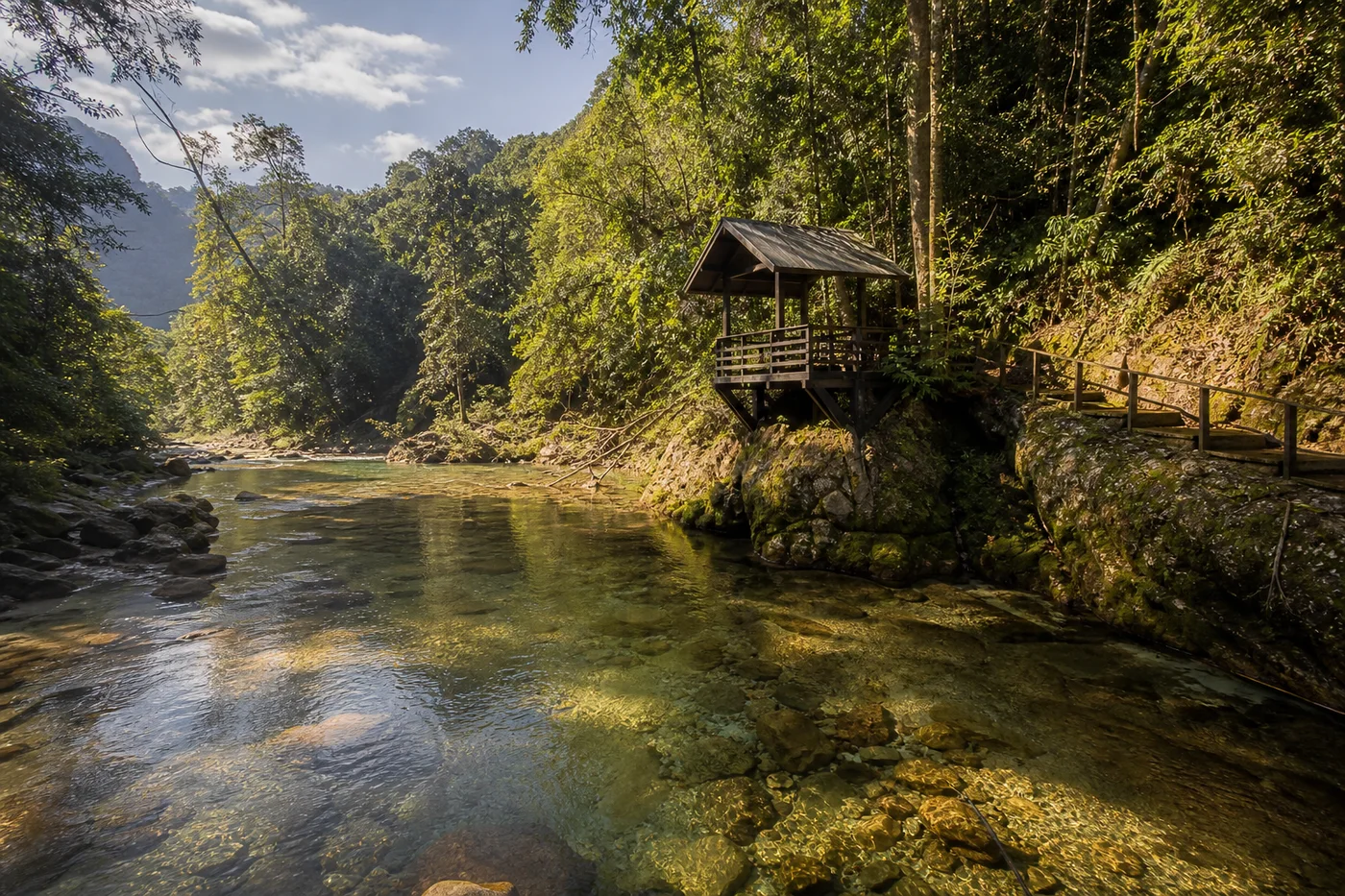 Photorealistic destination view for Golden River District